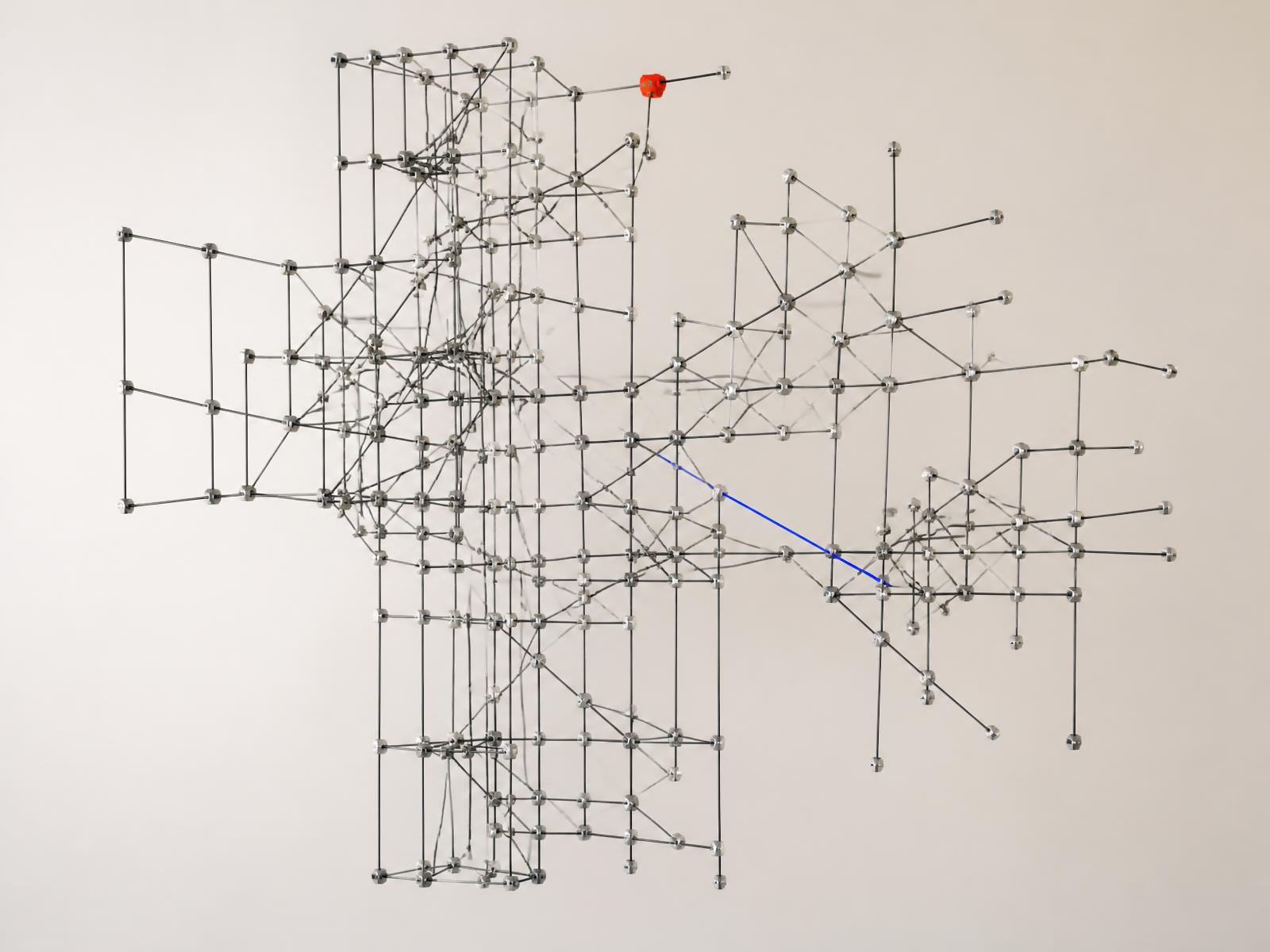 An intricate lattice of connected nodes resembling a computational network